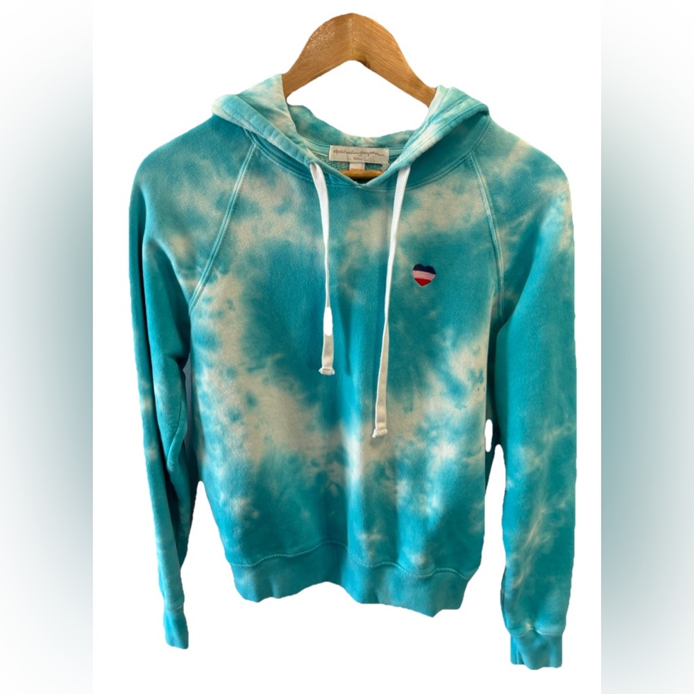 Spiritual Gangster Hoody Sweatshirt Turquoise Tie Dye Embroidered Heart Size S